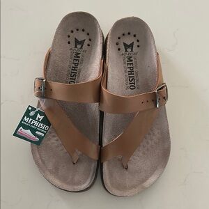 Mephisto Brown Leather Slide Sandals - size 6